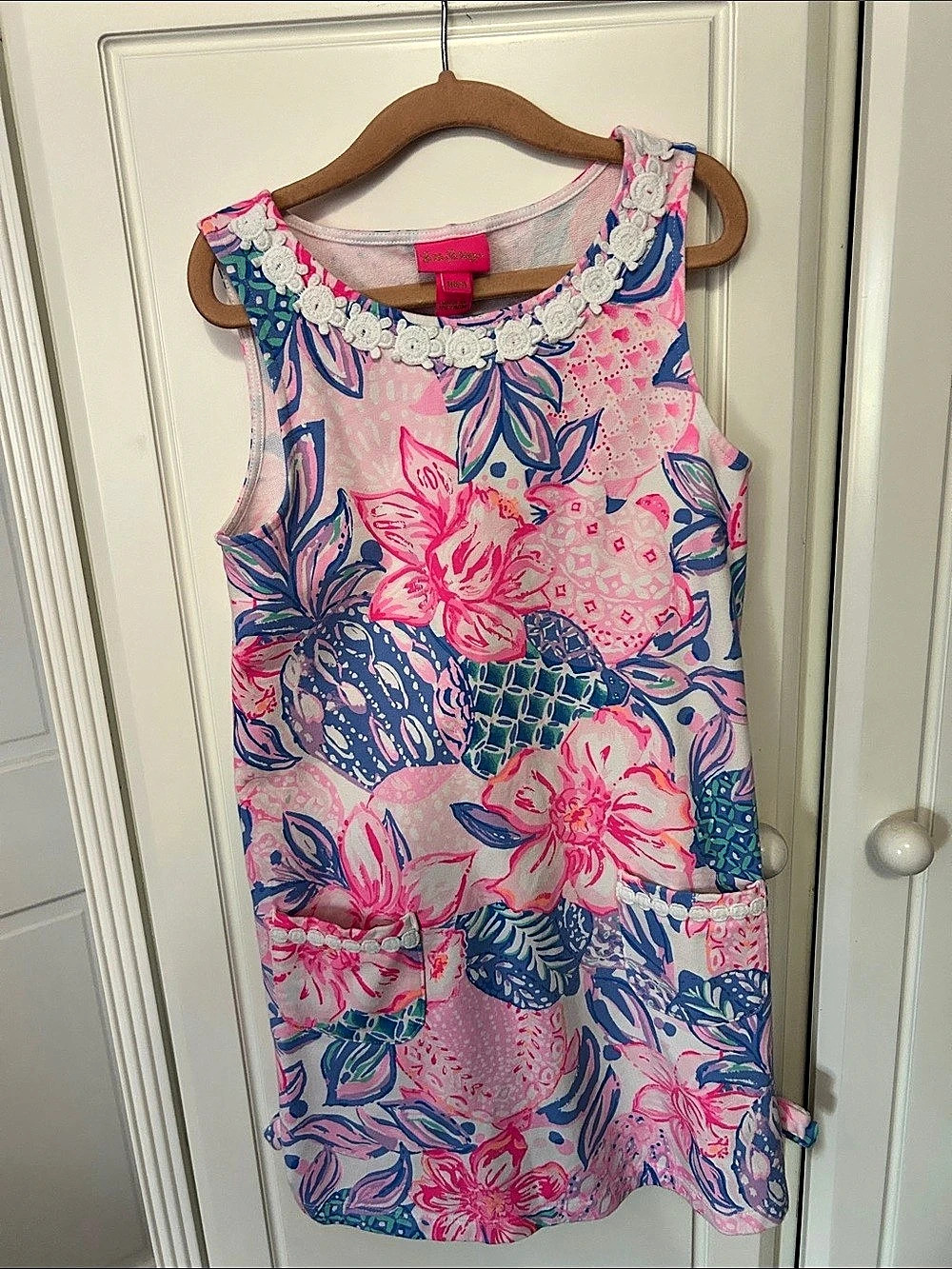 Lilly Pulitzer Floral Mini Dress in Pink & Blue Size Medium